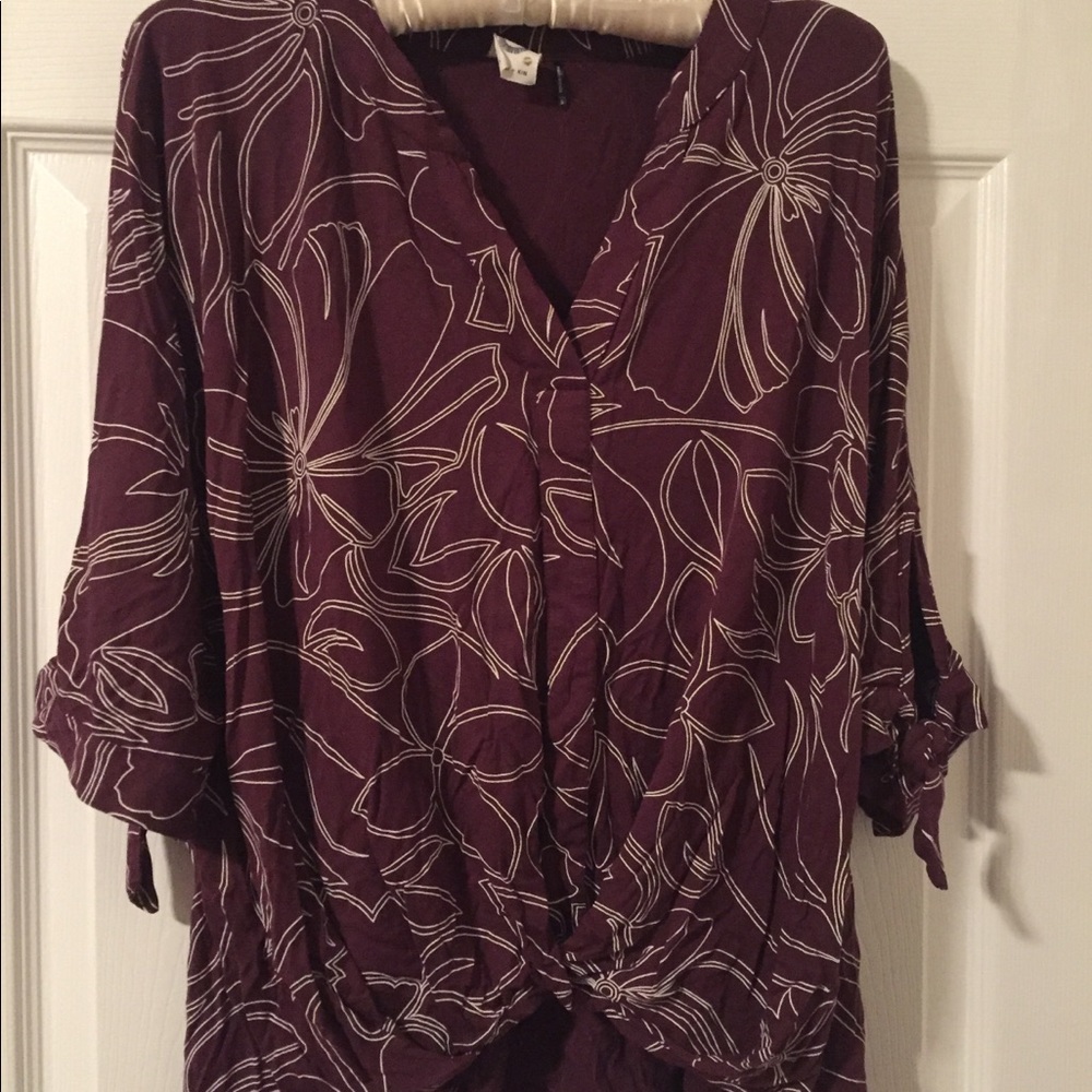 Wrap front flower print blouse